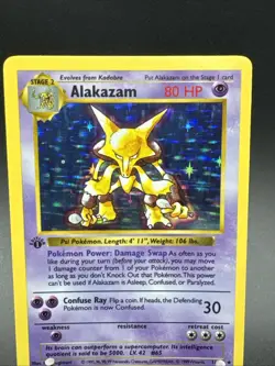 1st Edition Alakazam 1/102 SHADOWLESS Base Set 1999 Holo Rare WOTC Pokemon Card - Image 3