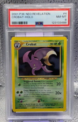 CROBAT 4/64 Unlimited Neo Revelation Holo Rare Pokemon Card PSA 8 NM-MT - Image 1