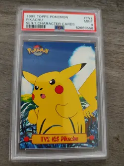 1999 Topps Pokemon Series 1 #TV2 PIKACHU Character Cards PSA 9 MINT - Image 1