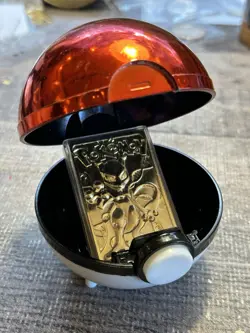 Vtg 1999 Mewtwo Pokemon 23k Gold Plated Card Limited Edition Burger King In Ball - Image 1