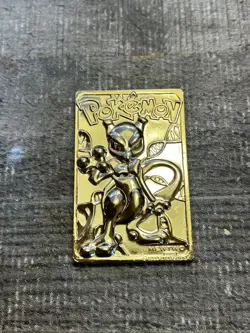 Vtg 1999 Mewtwo Pokemon 23k Gold Plated Card Limited Edition Burger King In Ball - Image 2