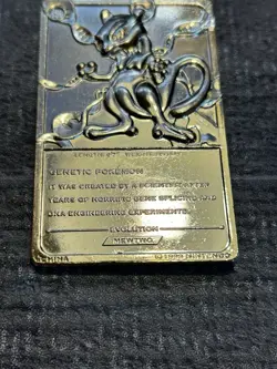 Vtg 1999 Mewtwo Pokemon 23k Gold Plated Card Limited Edition Burger King In Ball - Image 4