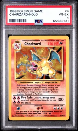 1999 POKEMON BASE SET UNLIMITED #4 CHARIZARD-HOLO PSA 4 - Image 1