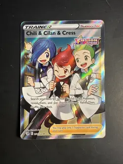 2021 Pokemon Fusion Strike Trainer Supporter Chili & Cilan & Cress 258 /264 Holo - Image 1