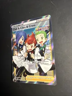 2021 Pokemon Fusion Strike Trainer Supporter Chili & Cilan & Cress 258 /264 Holo - Image 3