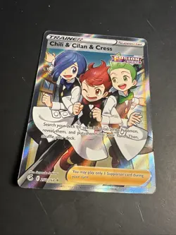 2021 Pokemon Fusion Strike Trainer Supporter Chili & Cilan & Cress 258 /264 Holo - Image 4