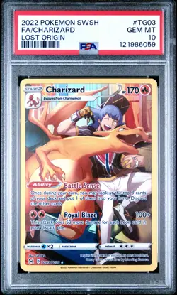 2022 POKEMON SWORD & SHIELD LOST ORIGIN #TG03 FULL ART/CHARIZARD PSA 10 - Image 1