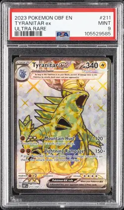 2023 POKEMON OBF EN-OBSIDIAN FLAMES ULTRA RARE #211 TYRANITAR EX PSA 9 - Image 1