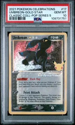 2021 POKEMON CELEBRATIONS CLASSIC COLL #17 UMBREON-GOLD STAR PSA 10 - Image 1