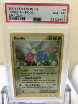 2003 Pokemon EX Dragon Roselia Holo 9/97 PSA 8 NM-MT 90 - Image 1