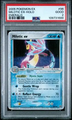 2005 POKEMON EX EMERALD #96 MILOTIC EX-HOLO PSA 2 - Image 1