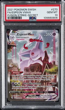 2021 POKEMON SWORD & SHIELD FUSION STRIKE SECRET FULL ART/ESPEON VMAX PSA 10 - Image 1