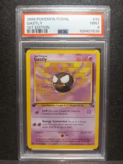 1999 Pokemon Fossil Gastly #33 1ST Edition PSA 9 Freshly Graded - Image 1