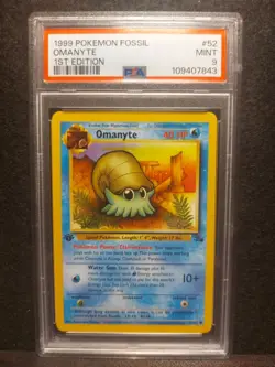 1999 Pokemon 1st Edition Fossil # 52 Omanyte PSA 9 Card MINT! Freshly Graded! - Image 1