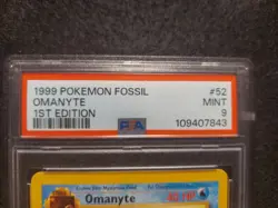 1999 Pokemon 1st Edition Fossil # 52 Omanyte PSA 9 Card MINT! Freshly Graded! - Image 2