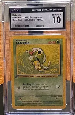 Pokemon CGC 10 GEM MINT Caterpie Base Set 1999 Card #45 (Portuguese) - Image 2