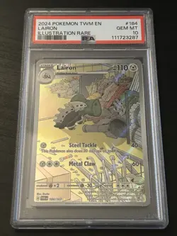 Pokemon TCG Lairon 184/167 Twilight Masquerade Illustration Rare Card - PSA 10 - Image 1