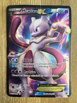 Mewtwo EX 98/99 Pokemon Next Destinies Black & White Full Art Rare Card DAMAGED - Image 1