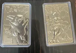 Pokemon 1999 Burger King Trading Cards 23K Gold-Plated, Set Pikachu And Mewtwo - Image 1