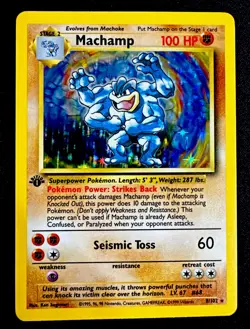 Machamp Base Set 8/102 NM 1st Edition Holo Rare 1999 Pokemon Card TCG Near Mint - Image 1