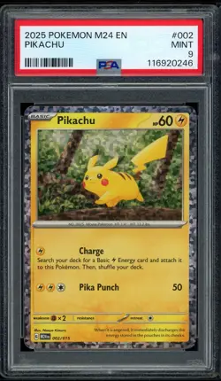 2025 PSA 9 Pokemon M24 EN McDonalds Pikachu Holo 002/015 Card Mint - Image 1