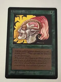 Magic the Gathering MTG Beta Llanowar Elves NM (Beta Bob) - Image 1