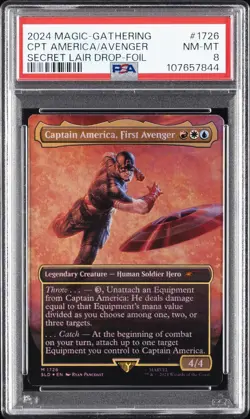 2024 MTG SECRET LAIR DROP FOIL #1726 CAPTAIN AMERICA, FIRST AVENGER PSA 8 - Image 1
