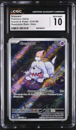 GREAVARD Scarlet & Violet Illustration Rare #214 CGC 10 Gem Mint Pokemon - Image 1