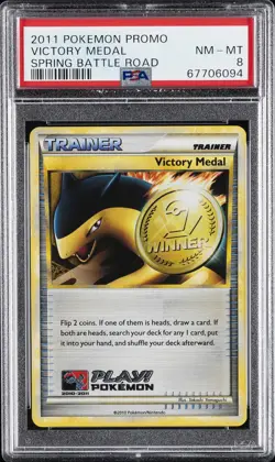 2011 POKEMON PROMO SPRING BATTLE ROAD VICTORY MEDAL PSA 8 - Image 1