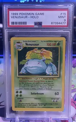 1999 POKEMON BASE SET UNLIMITED #15 VENUSAUR-HOLO PSA 9 - Image 1