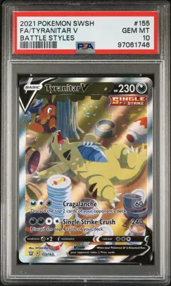 PSA 10 Tyranitar V #155/163 Alternate Full Art 2021 Pokemon SwSh Battle Styles - Image 1