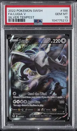 2022 POKEMON SWORD & SHIELD SILVER TEMPEST #186 FULL ART/LUGIA V PSA 10 - Image 1