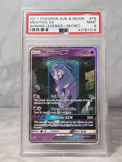 2017 Pokemon Sun & Moon Mewtwo GX Secret 78/73 Shining Legends PSA 9 - Image 1