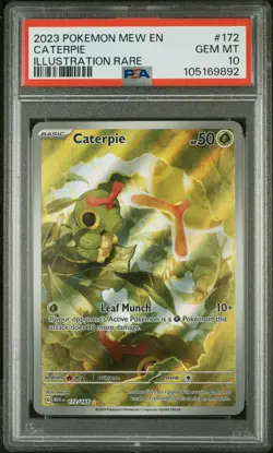 2023 POKEMON MEW EN-151 ILLUSTRATION RARE #172 CATERPIE PSA 10 - Image 1