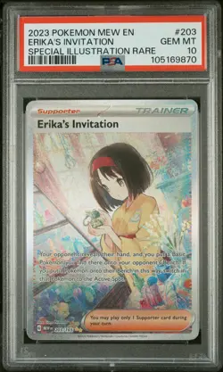 2023 POKEMON MEW EN-151 SPECIAL ILLUSTRATION RARE #203 ERIKA'S INVITATION PSA 10 - Image 1