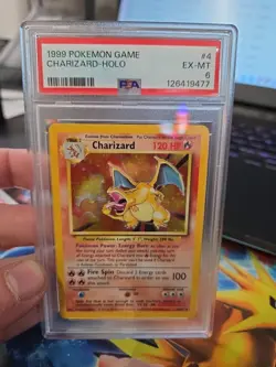 1999 Pokemon Game Charizard Holo Card, PSA 6 Ex -Mint - Image 1