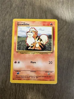 Pokemon TCG Growlithe Base Set, Unlimited Uncommon Card 28/102 - Image 1