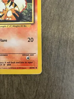 Pokemon TCG Growlithe Base Set, Unlimited Uncommon Card 28/102 - Image 5