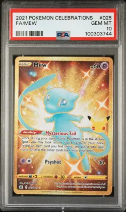 PSA 10 Mew 025 FA Gold Celebrations Classic Collection Pokemon Card 2021 GEM - Image 1