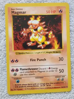 Pokemon Card - Magmar Base Set (Shadowless) 36/102 Uncommon LP-MP (see photos) - Image 1