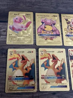 Rare Pokemon Gold Metal Card Lot Charizard Pikachu Mew Mewtwo - Image 2