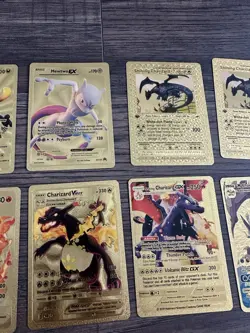 Rare Pokemon Gold Metal Card Lot Charizard Pikachu Mew Mewtwo - Image 4