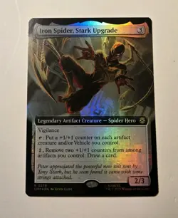 Iron Spider, Stark Upgrade (Extended Art) 0279 Foil MTG Spiderman M/NM - Image 1