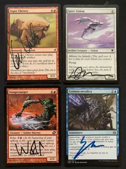 MTG Magic the Gathering x4 Lot Signed Cards Reynolds Deschamps Walker Baren - Image 1