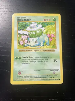 Pokemon Card Bulbasaur 44/102 Shadowless Base Set WOTC Vintage MP - Image 1