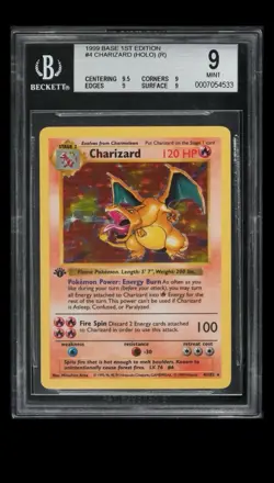 1999 Pokemon 1st Ed Base Set Shadowless Charizard Holo #4/102 BGS 9 Mint WOTC - Image 1
