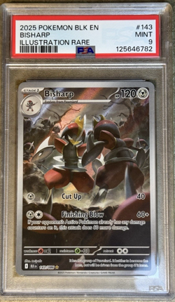 2025 POKEMON BLACK BOLT EN BISHARP ILLUSTRATION RARE #143 💎 PSA 9 - Image 1