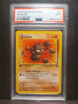 1999 POKEMON FOSSIL 1ST EDITION #47 GEODUDE PSA 9 Freshly Graded - Image 1
