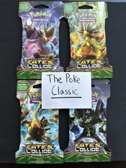 Pokemon Fates Collide Sleeved Booster Pack COMPLETE ART SET - 4 Packs SEALED - Image 1
