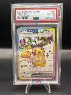 2024 Pokemon SSP Pikachu ex Ultra Rare #219 PSA 10 - Image 1